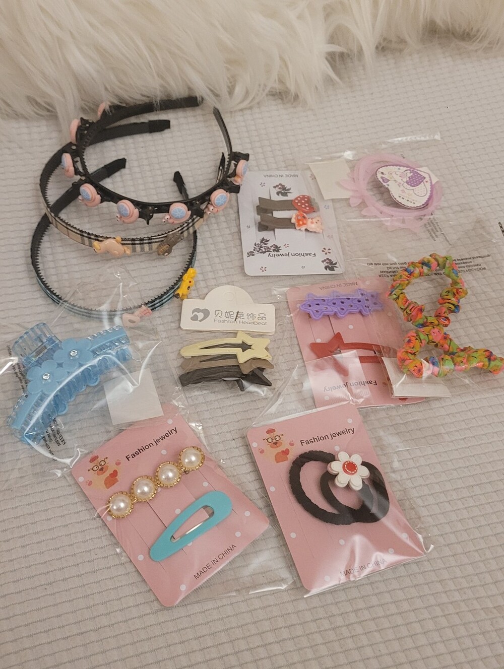 Kids Pink and Multicolor Hair Accessories Set